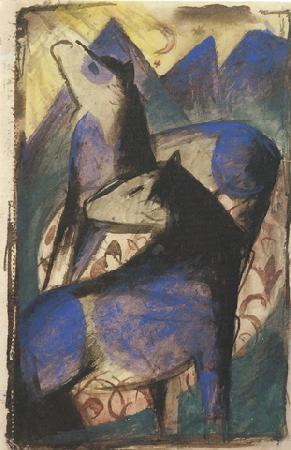 Franz Marc Two Blue Horses (mk34) oil painting image